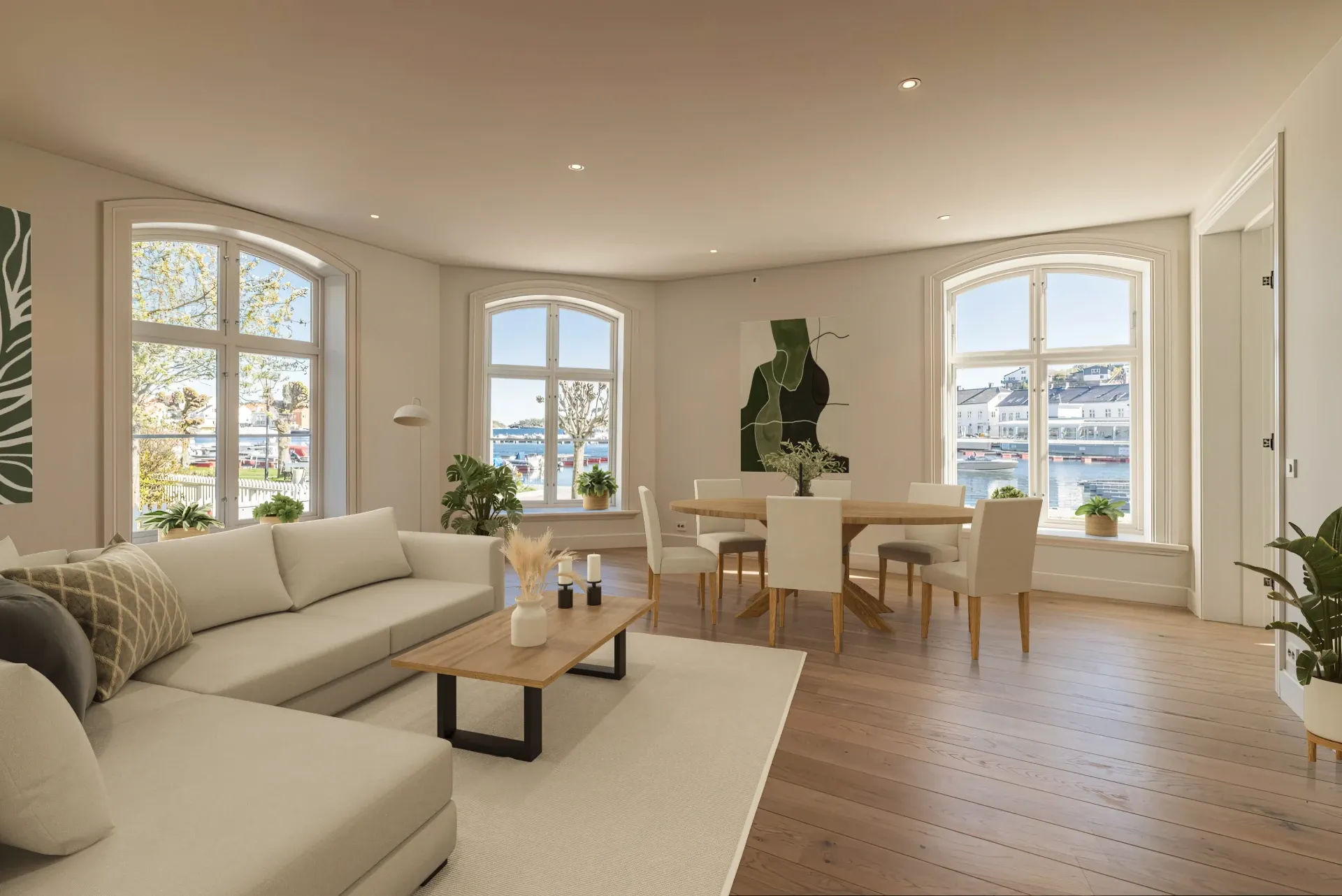 Et eksempel på digital styling, hvor en stue med digitale møbler er avbildet