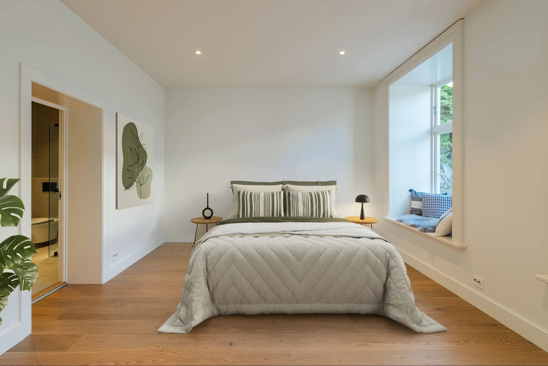 Et eksempel på digital styling, hvor et soverom med digitale møbler er avbildet